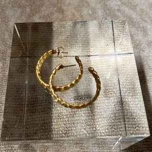 J. Crew Gold Hoop Earrings with Shell Detail